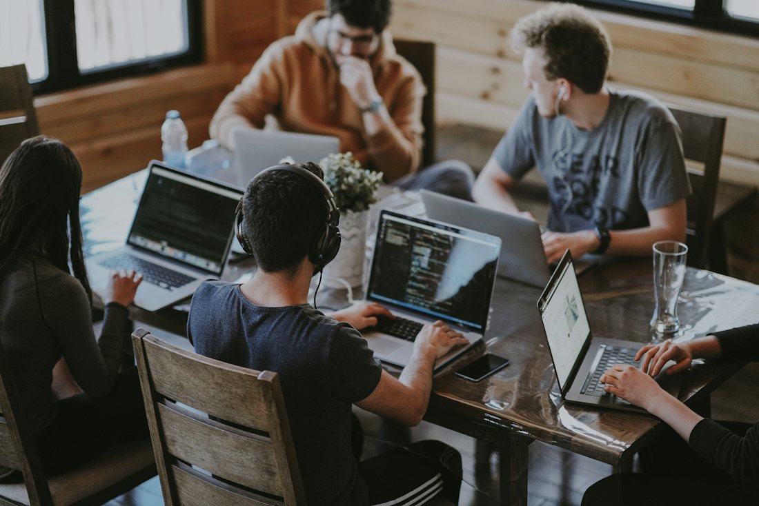 A software team working together